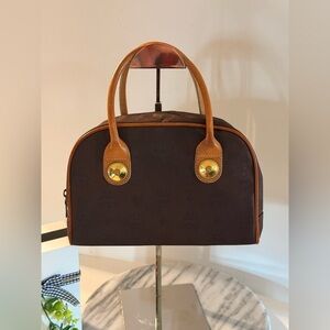 Vintage MCM Josef Grosse Bowler Satchel Visetos Brown Leather